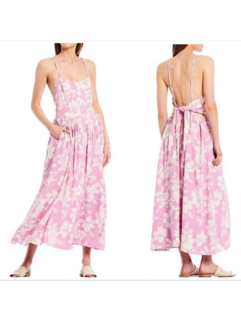 Free People The Perfect Sundress Midi Women’s‎ XS Linen Blend Boho Cottagecore